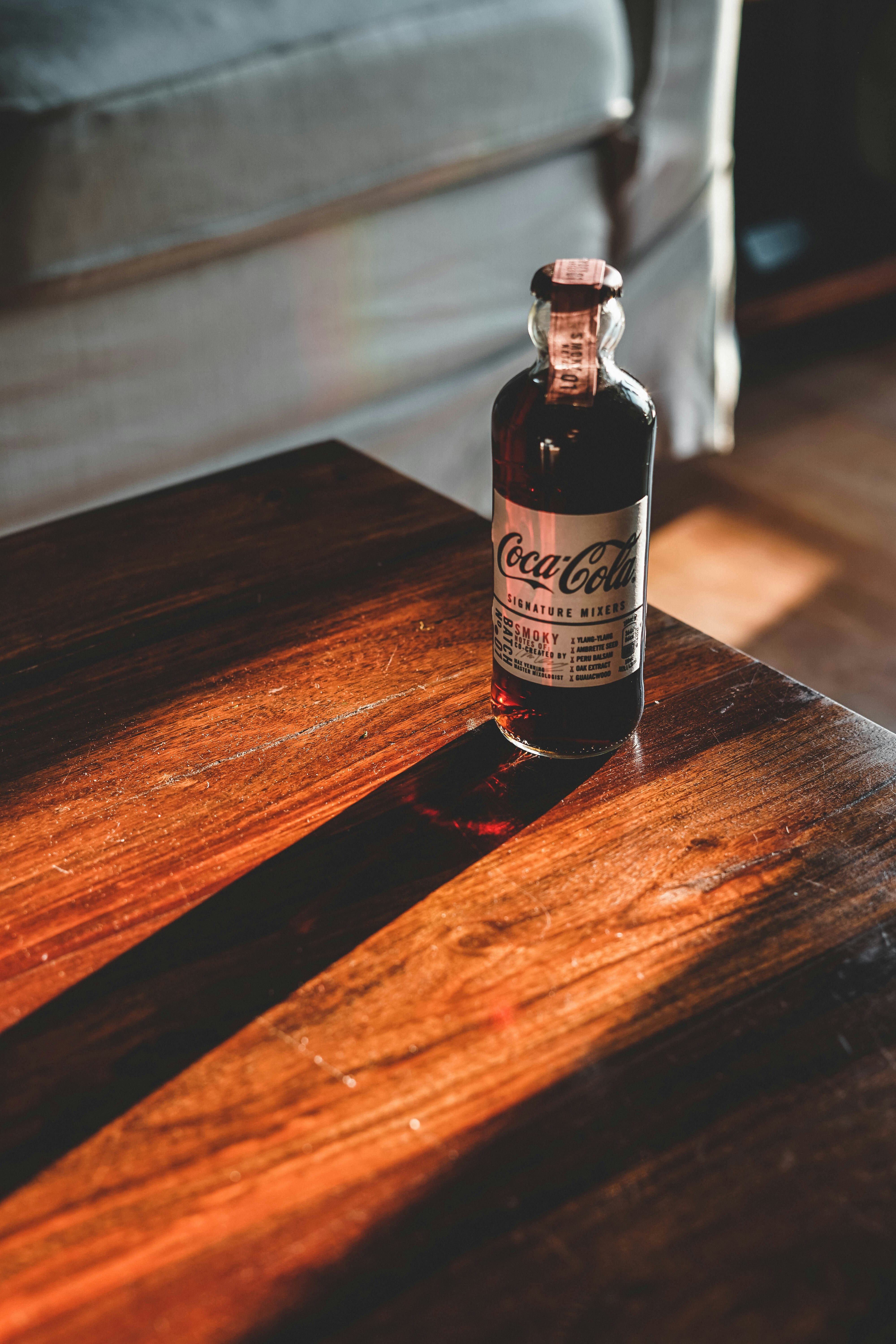 Coca-cola glass bottle on table